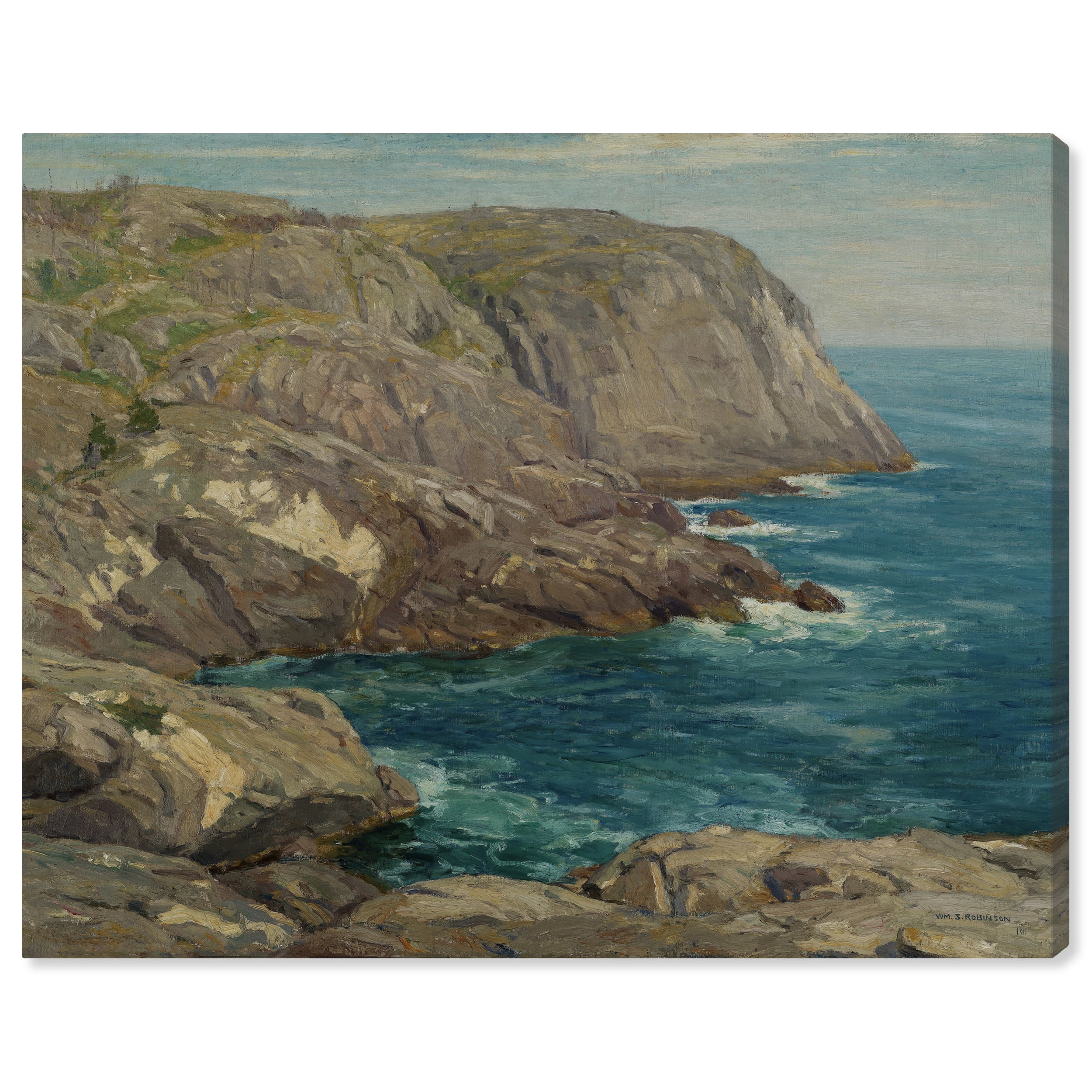 Monhegan Headlands Blue and Gray Landscape Canvas Art, 20" x 16"