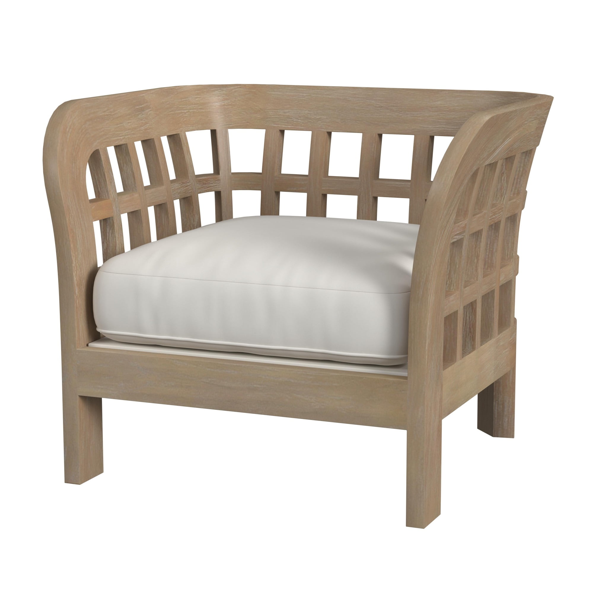Monhegan Cream Teak Outdoor Lounge Chair with Cushion