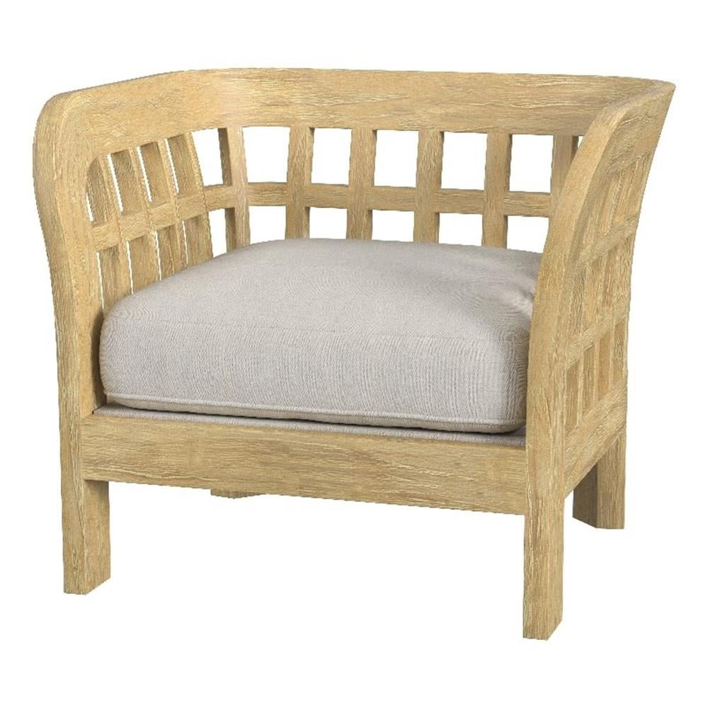 Monhegan Cream Teak Outdoor Lounge Chair with Cushion