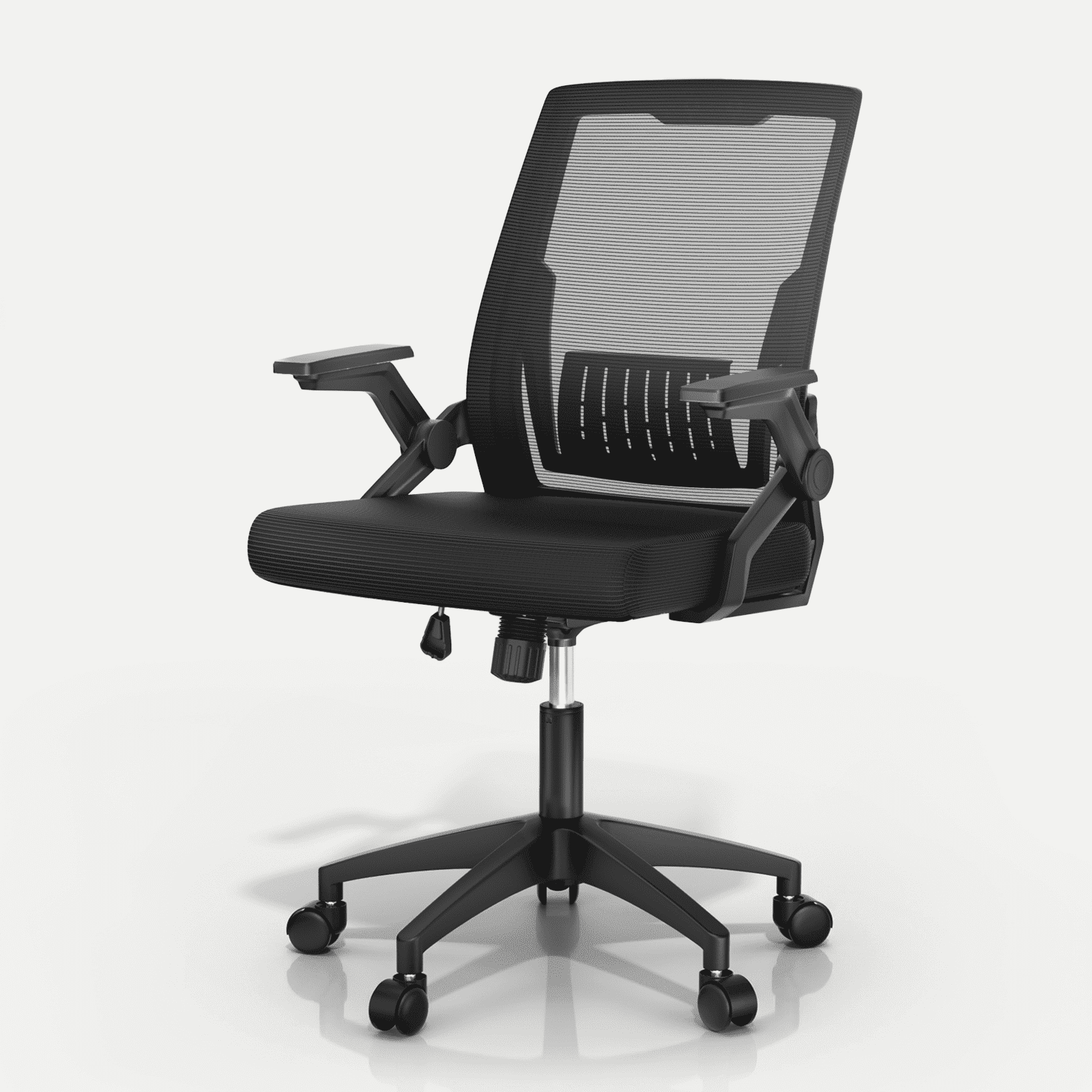Monibloom Ergonomic Office Chair for Adults, Flip-Up Adjustable Armrest, 135° Reclining Tilt Lock, Thick Cushion Mesh Back, Home Desk Chair