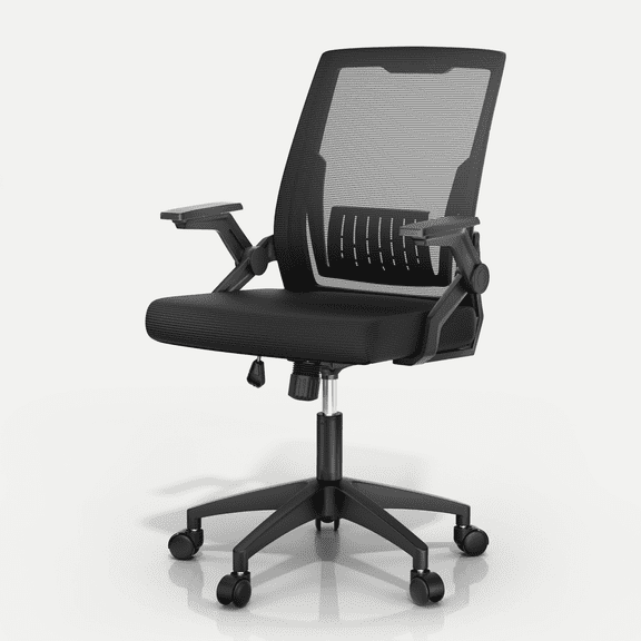 Monibloom Ergonomic Office Chair for Adults, Flip-Up Adjustable Armrest, 135° Reclining Tilt Lock, Thick Cushion Mesh Back, Home Desk Chair