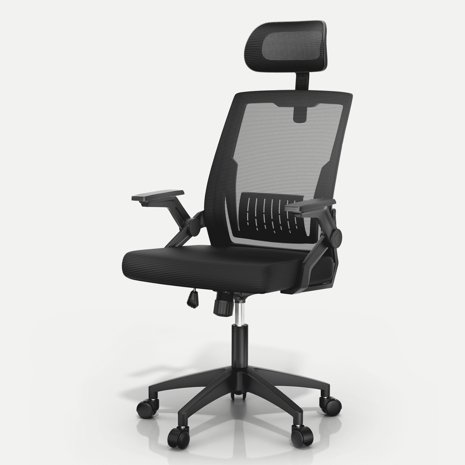 Monibloom Ergonomic Office Chair with Headrest, Flip-Up Adjustable Armrest, 135° Reclining Tilt Lock, Thick Cushion Mesh Back, Home Desk Chair