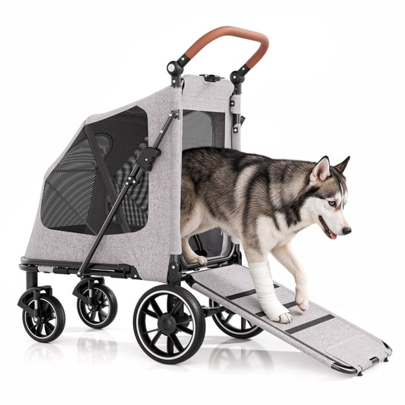 Monibloom Heavy Duty Pet Stroller for Large Dogs up to 99lb with Anti-Slip Ramp & All-Terrain Wheels for Senior & Disabled Pets