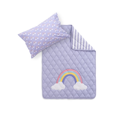 Monica + Andy Organic Cotton Toddler Comforter & Pillowcase Set, Reversible 2-Piece Toddler Bedding Set