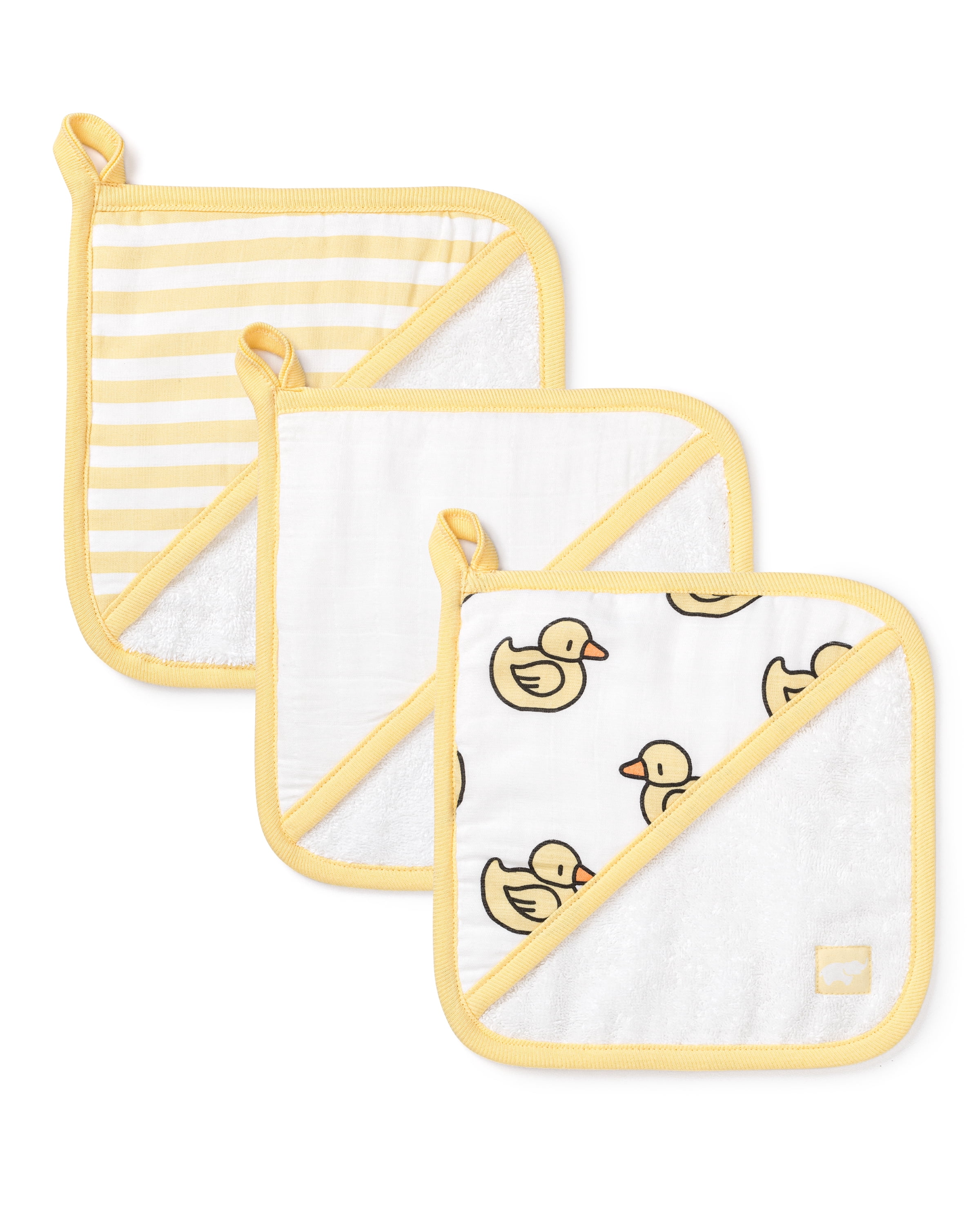 Monica + Andy Organic Cotton Baby Washcloth Set, GOTS Certified Soft Muslin & Terry Cloth Washcloths, 3-Pack