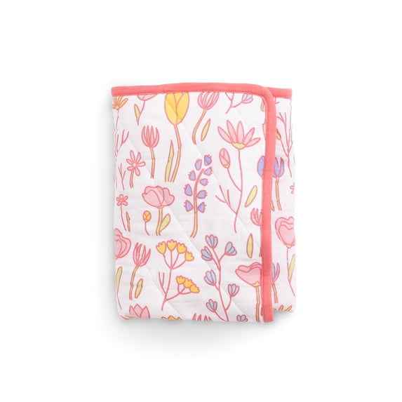 Monica + Andy Organic Cotton Muslin Toddler Throw Blanket, Soft Quilted Cotton Blanket, 30 x 40 Inch