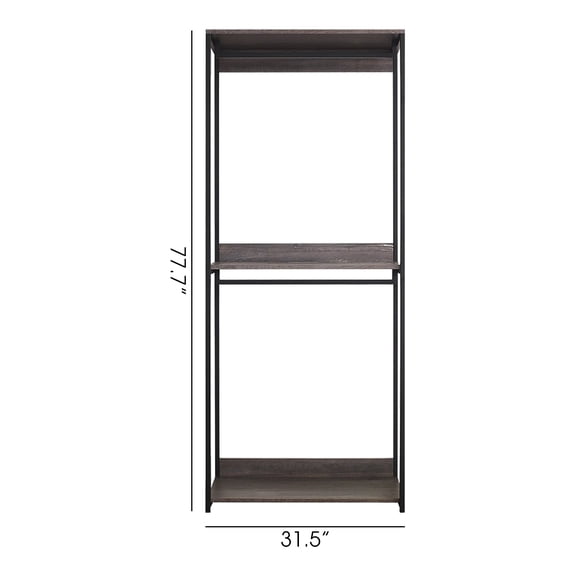 Monica Farmhouse Industrial Wood Walk-in Closet with One Shelf in Rustic Gray On-Site RR