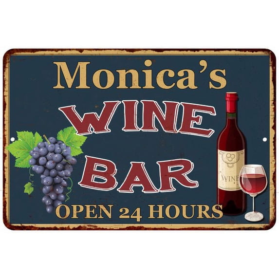 Monica's Green Wine Bar Sign Wall Decor 12 x 18 Matte Finish Metal 112180043440
