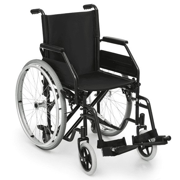 Monicare *FDA APPROVED* Foldable Manual Wheelchair, Flip Back Armrest Transport Wheelchair with Swing-Away Footrest for Adults, 300lbs Capacity, Black