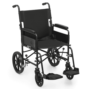 Monicare *FDA APPROVED* Transport Wheelchair, Folding Transport Chair with Swing Away Footrests and Flip Back Backrest for Storage and Travel, Black