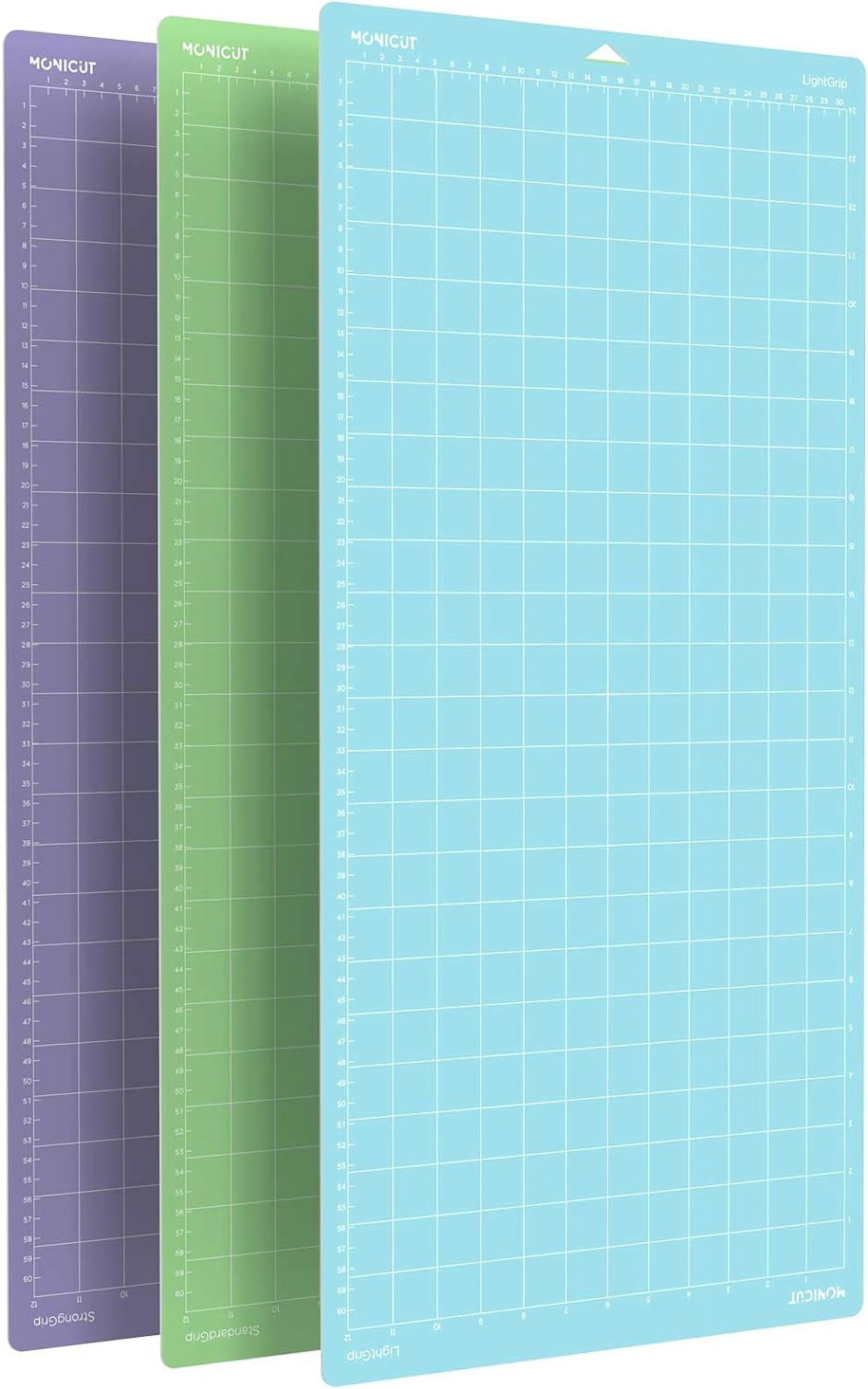 Monicut 12x24 Cutting Mat for Cricut Maker 3/Maker/Explore 3/Air 2/Air/One(Lightgrip, Standardgrip, Stronggrip), 3 Pcs Non-Slip Flexible Cutting Mats for Crafts, Quilting, Sewing and all Arts