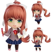 Monika Anime Figure Monika/Yuri/Sayorii Action Figures Q Version Cartoon Game Characters Model Replaceable Face and Accessory PVC Statue Ornaments Desktop Collection Gifts Fans