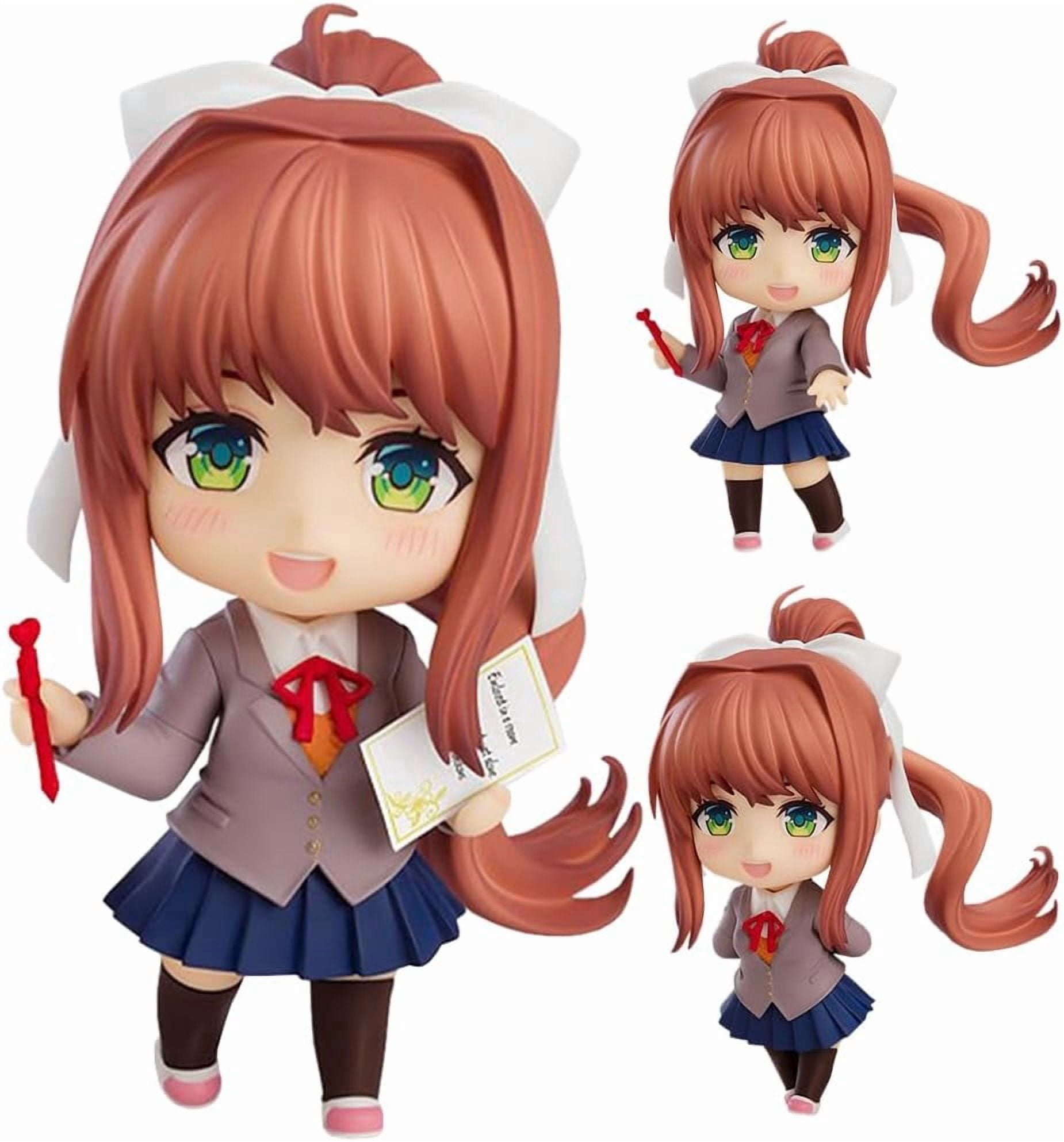 Monika Anime Figure Yuri Action Figurine Cartoon Interchangeable Face Model with Accessories PVC Anime Statue Collection Desktop Ornaments