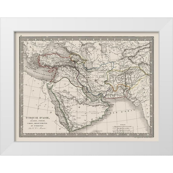 Monin 18x15 White Modern Wood Framed Museum Art Print Titled - Middle East Turkey in Asia Arabia Persia