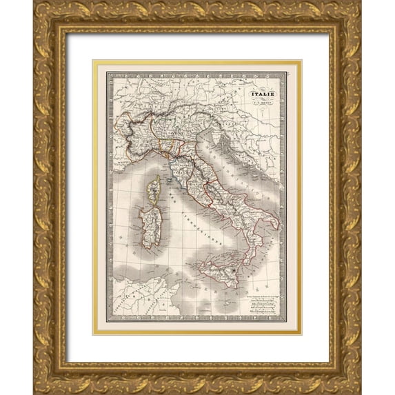 Monin 19x24 Gold Ornate Wood Framed with Double Matting Museum Art Print Titled - Italy - Monin 1839