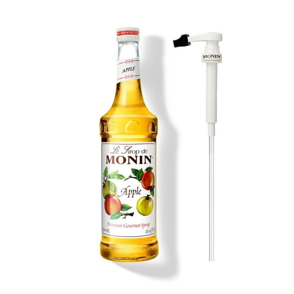 Monin Apple Premium Gourmet Syrup, 750mL (25.4 fl oz) Bottle with Pump