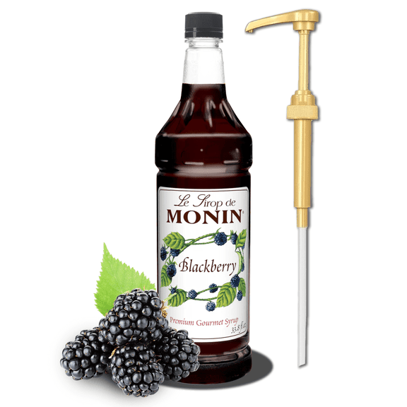 Monin Blackberry Flavoring Premium Gourmet Syrup 1 Liter + Gold Pump