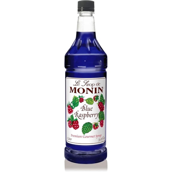 Monin - Blue Raspberry Syrup, Bold Berry Flavor, Great for Lemonades, Sodas, Slushies, Vegan, Non-GMO, Gluten-Free (1 Liter)