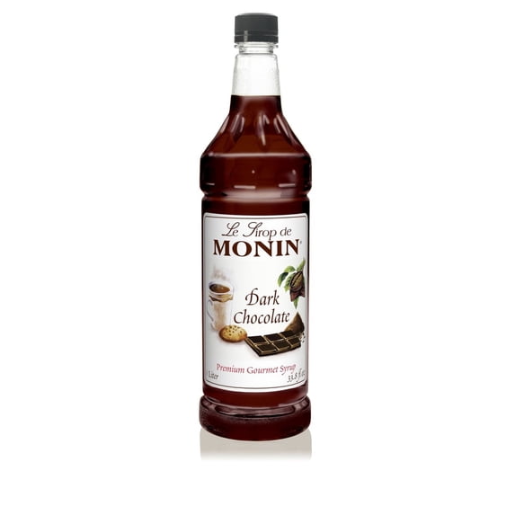 Monin - Dark Chocolate Syrup, Rich Cocoa Flavor, Great For Lattes, Mochas, Smoothies, & Shakes, Vegan, Non-Gmo, Gluten-Free (1 Liter, 33.8 fl.oz)