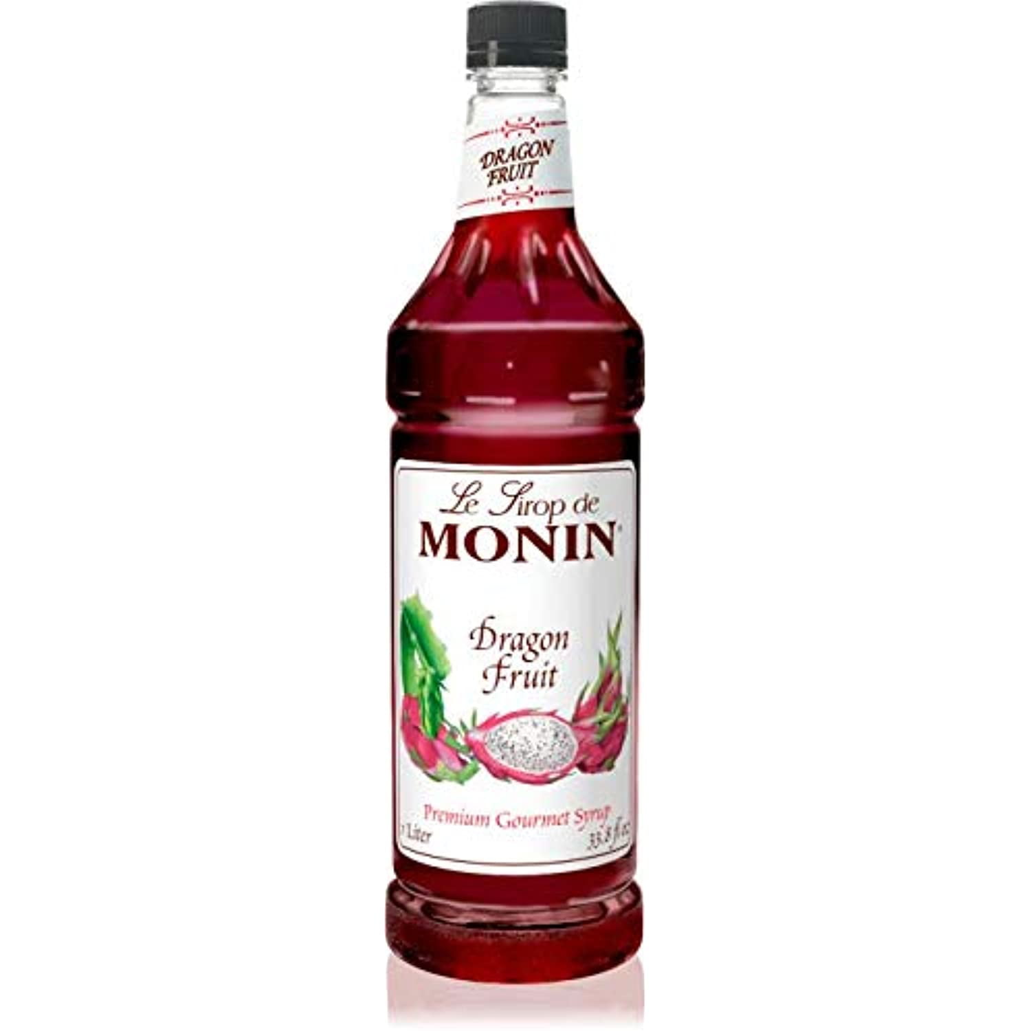 Monin - Dragon Fruit Syrup, Kiwi &amp; Pear Flavor, Great For Cocktails, Sodas, Teas, Culinary Creations, Vegan, Non-Gmo, Gluten-Free 1 Liter