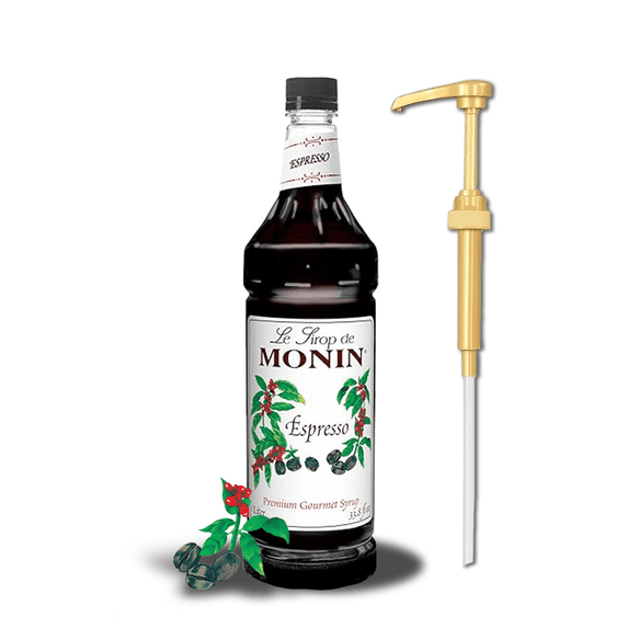 Monin Espresso Flavoring Syrup 1 Liter + Gold pump