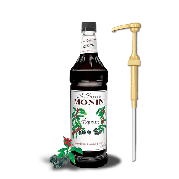 Monin Espresso Flavoring Syrup 1 Liter + Gold pump