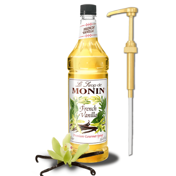Monin French Vanilla Premium Gourmet Syrup 1L + Gold Pump