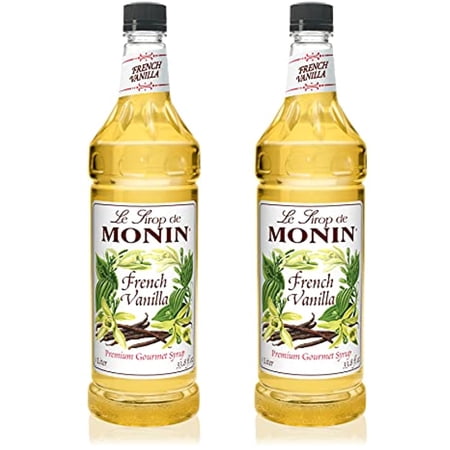 Monin - French Vanilla Syrup, Boxed, Versatile Flavor, Natural Flavors, Great For Coffees, Cocktails, Shakes, And Kids Drinks, Non-Gmo, Gluten-Free (1 Liter, 2-Pack)