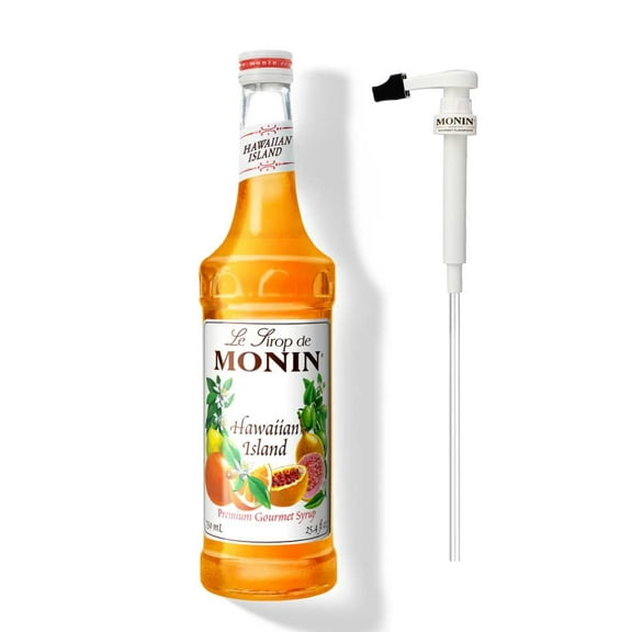 Monin Hawaiian Island Premium Gourmet Syrup, 750mL (25.4 fl oz) Bottle with Pump