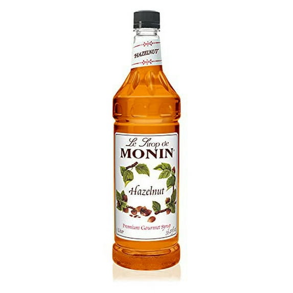 Monin - Hazelnut Syrup, .. Nutty Taste of Caramelized .. Hazelnut, Natural Flavors, Great .. for Mochas, Lattes, Smoothies, .. Shakes, and Cocktails, Non-GMO, .. Gluten-Free (1 Liter)