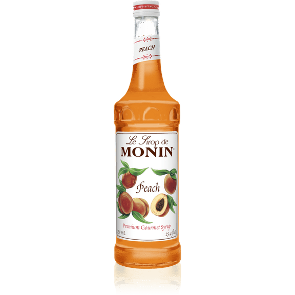 Monin - Peach Syrup, Fresh and Juicy Flavors, Great for Iced Teas, Lemonades, and Sodas, Non-GMO, Gluten-Free (750 ml, 25.4 fl.oz)