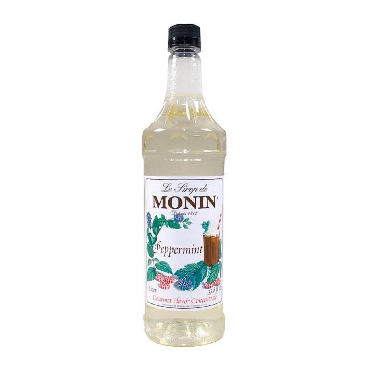 Monin Peppermint Syrup, Cool Mint Flavored Syrup, Coffee Syrup