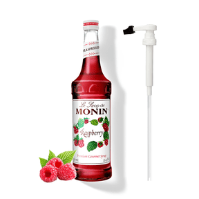 Monin Raspberry Flavouring Syrup, 25.4 fl oz Glass Bottle + Pump