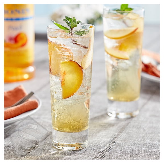 Monin Sugar-Free Peach Flavoring / Fruit Syrup 1 Liter - 4/Case
