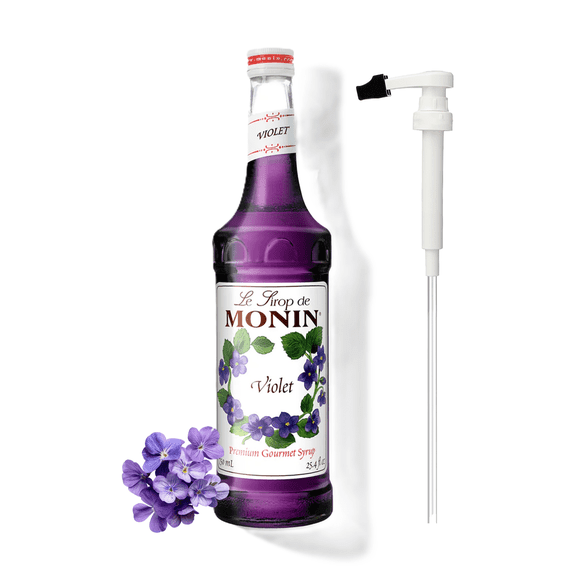 Monin Violet Flavouring Syrup, 25.4 fl oz (750 mL) Glass Bottle + Pump
