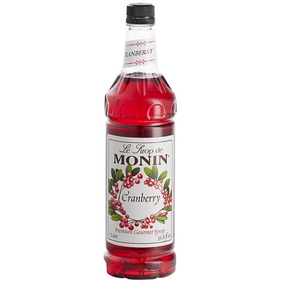 Monin 1 Liter Premium Cranberry Flavoring Syrup Plastic Bottle