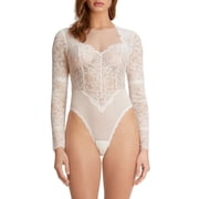 Monique Lhuillier x Hanky Panky Gallon Lace Bodysuit in Monique Lhuillier Blush