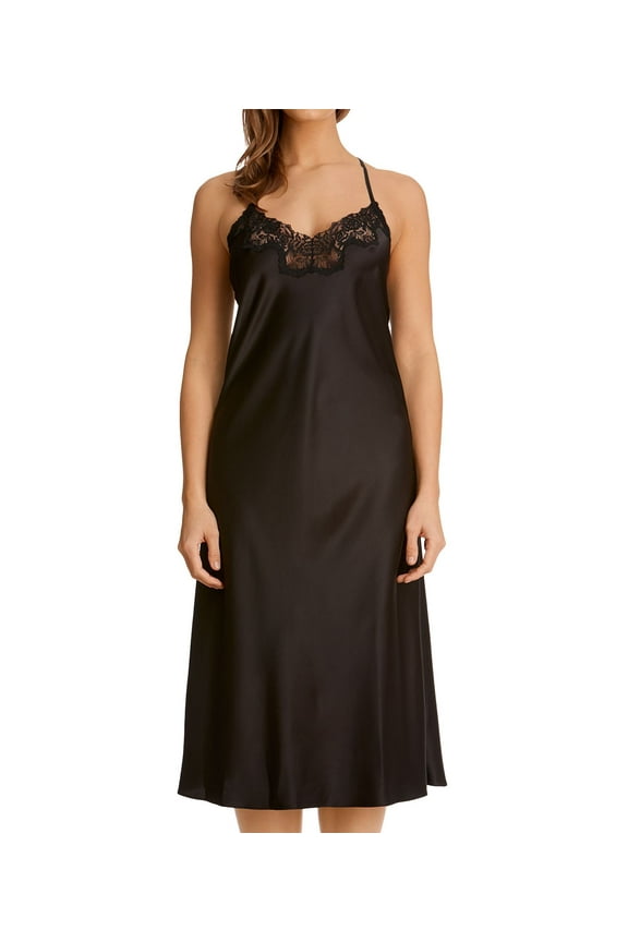 Monique Lhuillier x Hanky Panky Jolie Lace Trim Gown, Black, Small