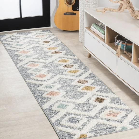JONATHAN Y SANTA THERESA 2 x 8 Runner Rug, Monique Trellis - Multi/Gray, SNT104A-28