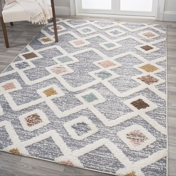 JONATHAN Y SANTA THERESA 3 x 5 Area Rug, Monique Trellis - Multi/Gray, SNT104A-3