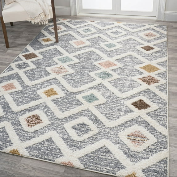 JONATHAN Y SANTA THERESA 5 x 8 Area Rug, Monique Trellis - Multi/Gray, SNT104A-5