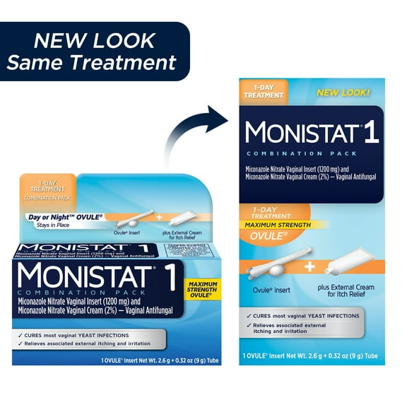 Monistat 1 Day Yeast Infection Treatment, Miconazole Ovule Insert & External Anti-Itch Cream