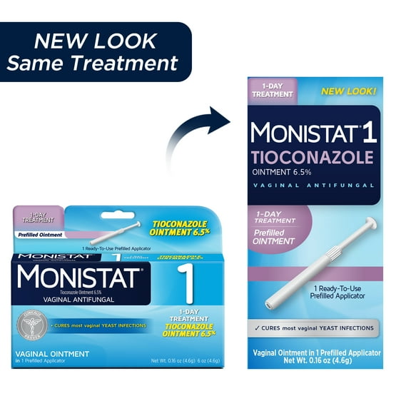 Monistat 1 Day Yeast Infection Treatment for Women, 1 Tioconazole Ointment Applicator