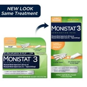 Monistat 3 Day Yeast Infection Treatment, 3 Miconazole Ovule Inserts & External Anti-Itch Cream