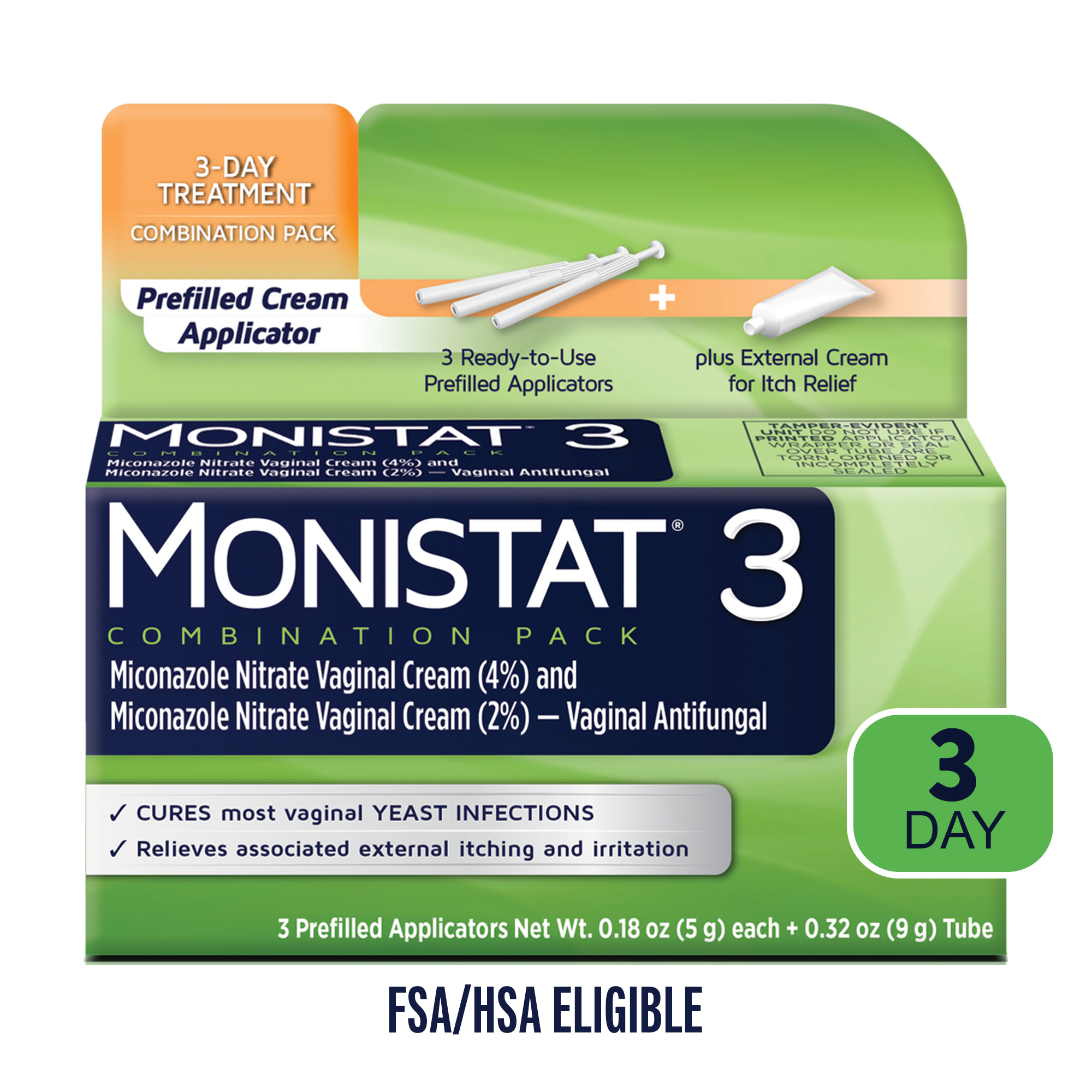 Monistat 3 Day Yeast Infection Treatment, 3 Miconazole Pre-Filled Cream Tubes & External Itch Cream - image 1 of 16