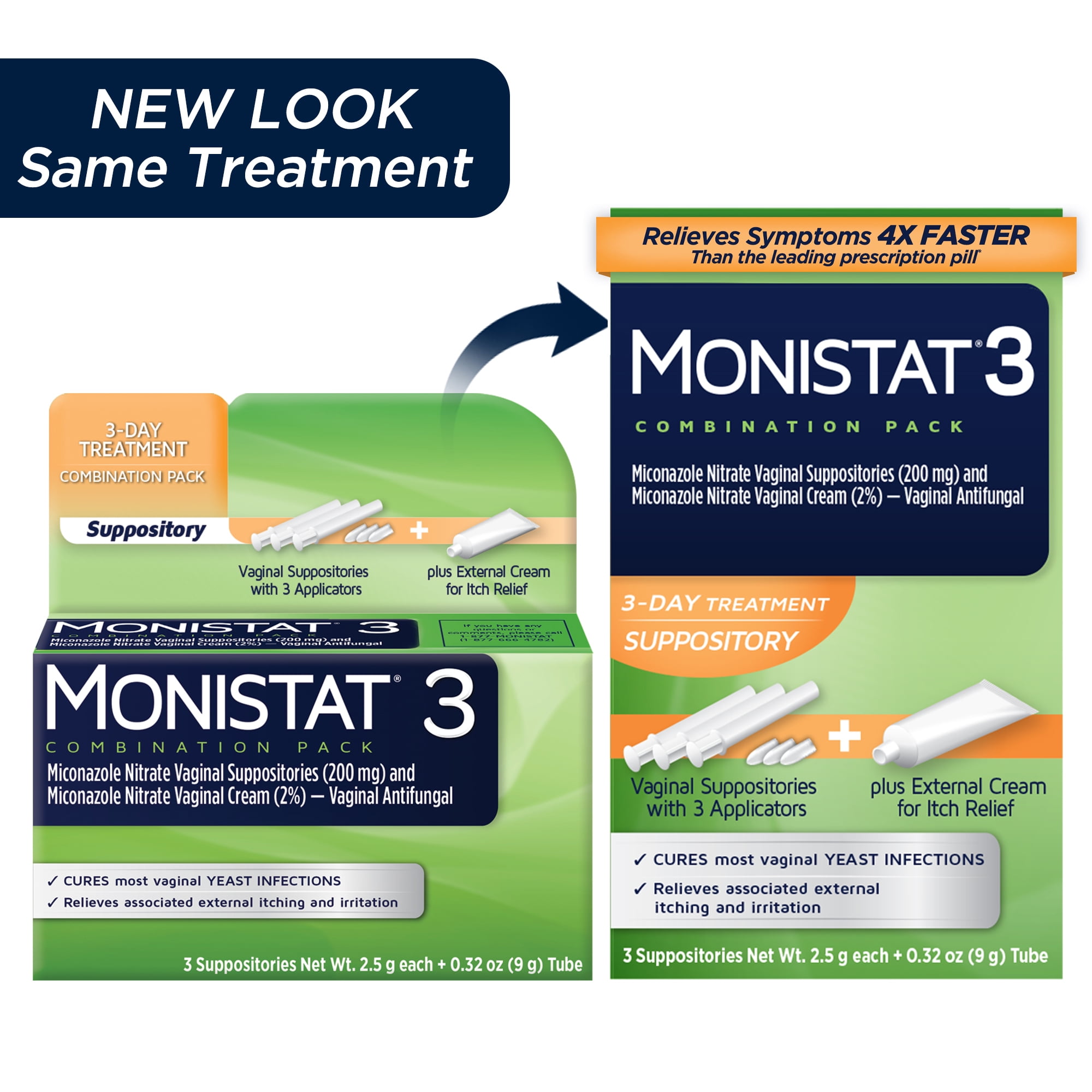 Monistat 3 Day Yeast Infection Treatment, 3 Miconazole Suppository Inserts & External Itch Cream