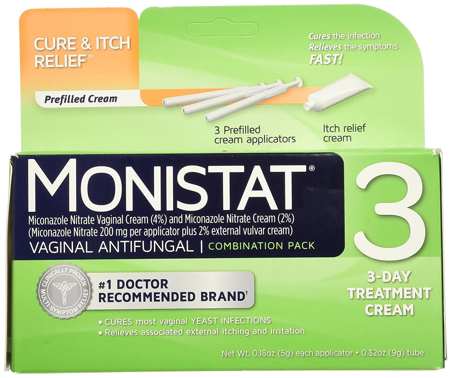 Monistat 3-Day Yeast Infection Treatment | Prefilled Applicators + Itch Cream