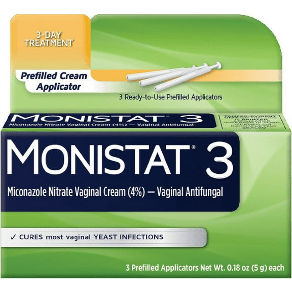 Monistat 3 Vaginal Antifungal Cream, Prefilled Applicators - 3 Ea, 3 Pack