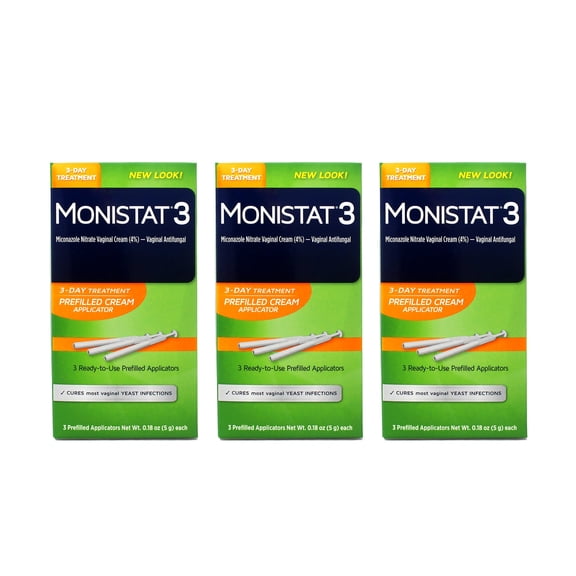 Monistat 3 Vaginal Antifungal Cream, Prefilled Applicators - 3 Ea, 3 Pack
