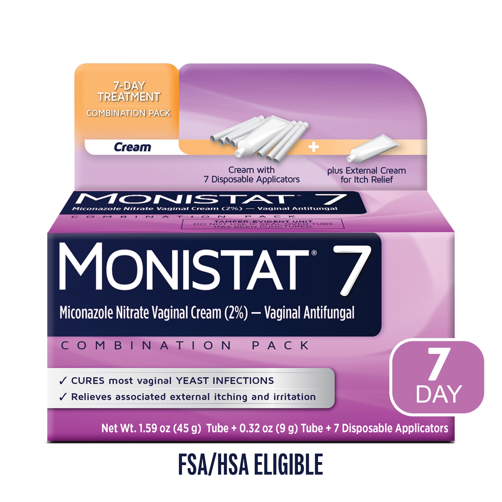 Monistat 7 Day Yeast Infection Treatment, 7 Disposable Miconazole Cream Tubes & External Itch Cream